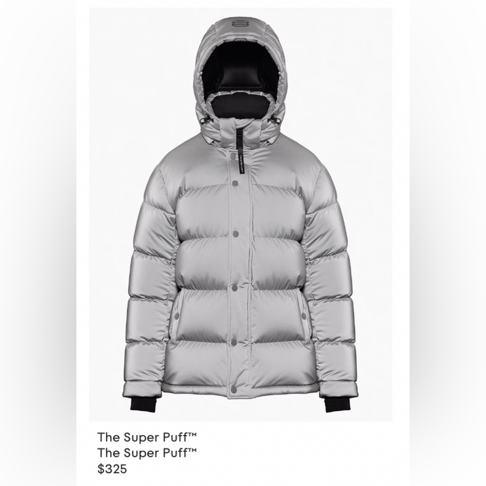 Super Puff Hi-Vis French Reflective Goose Down Puffer Jacket - Silver